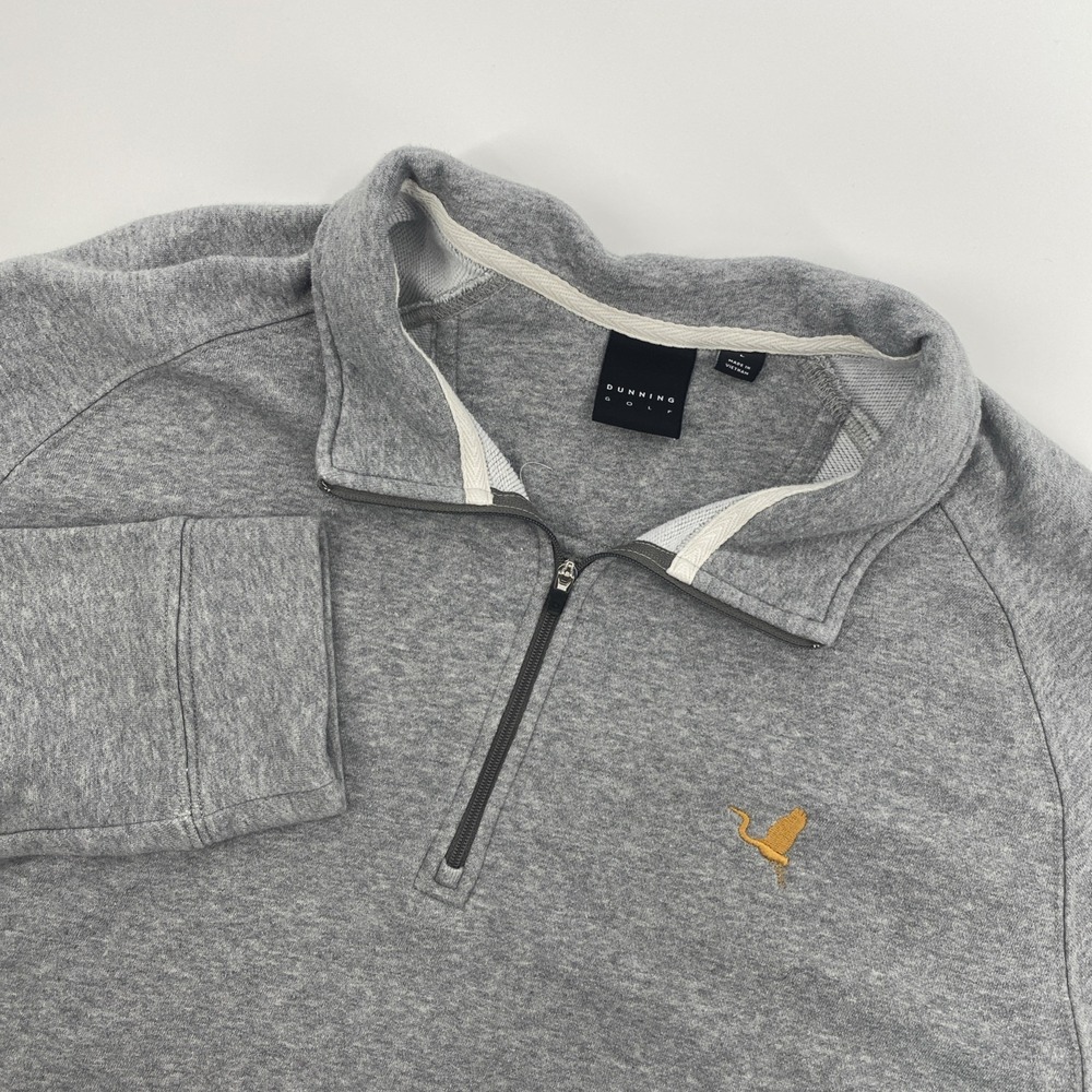 Dunning Golf Pullover Mens Large Gray Stretch Jersey 1/5 Zip Country Club Preppy